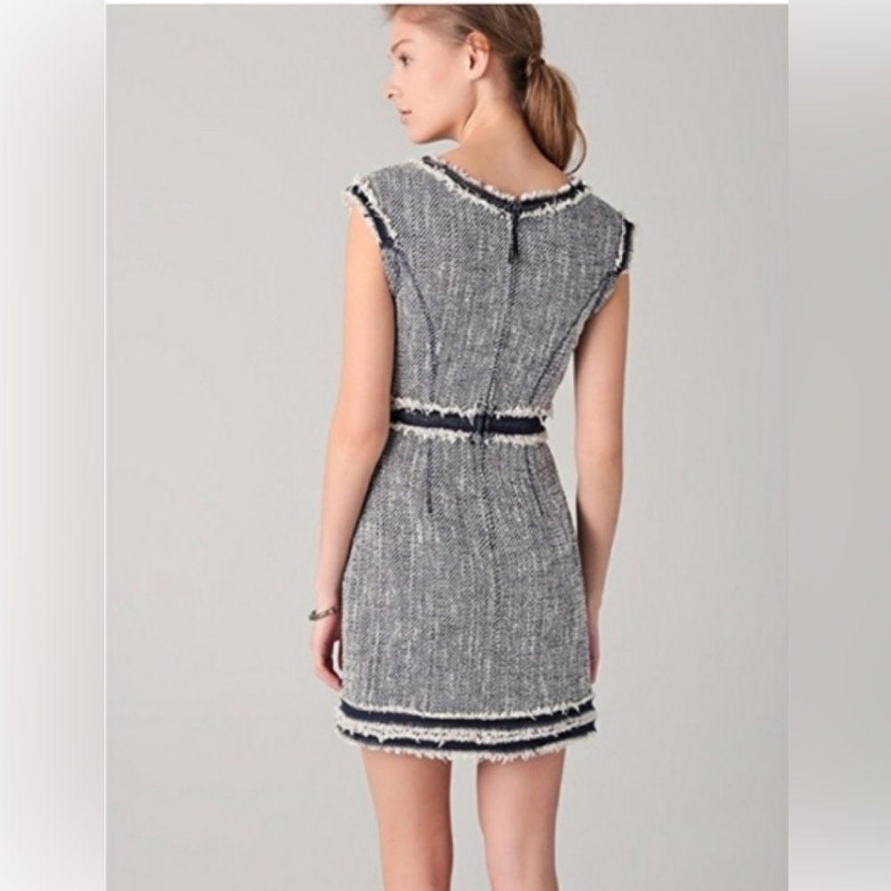 Rebecca Taylor Tweed Fringe Mini Dress Size 12 - Picture 3 of 11